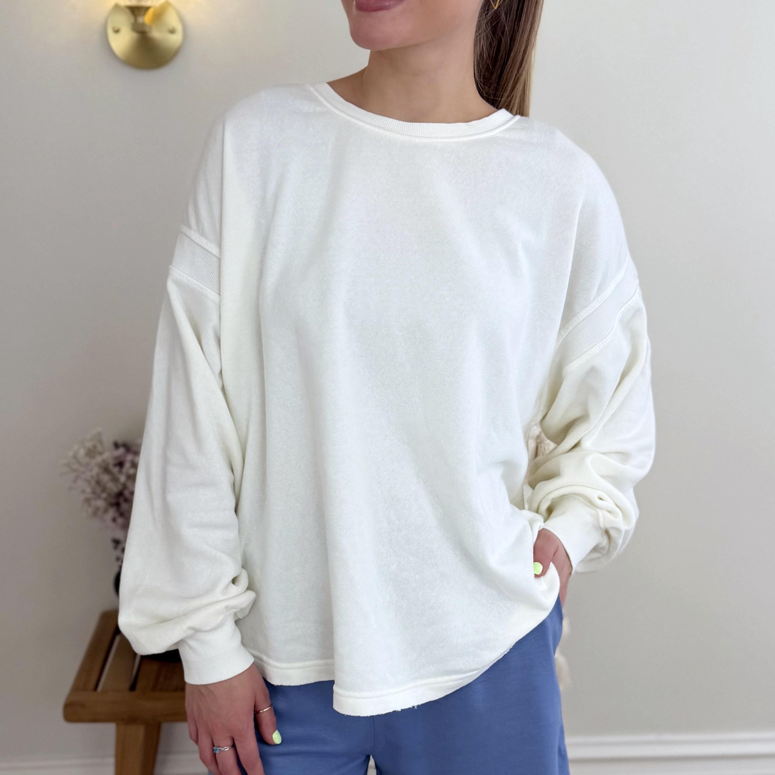 Cross Back Crew in Cream