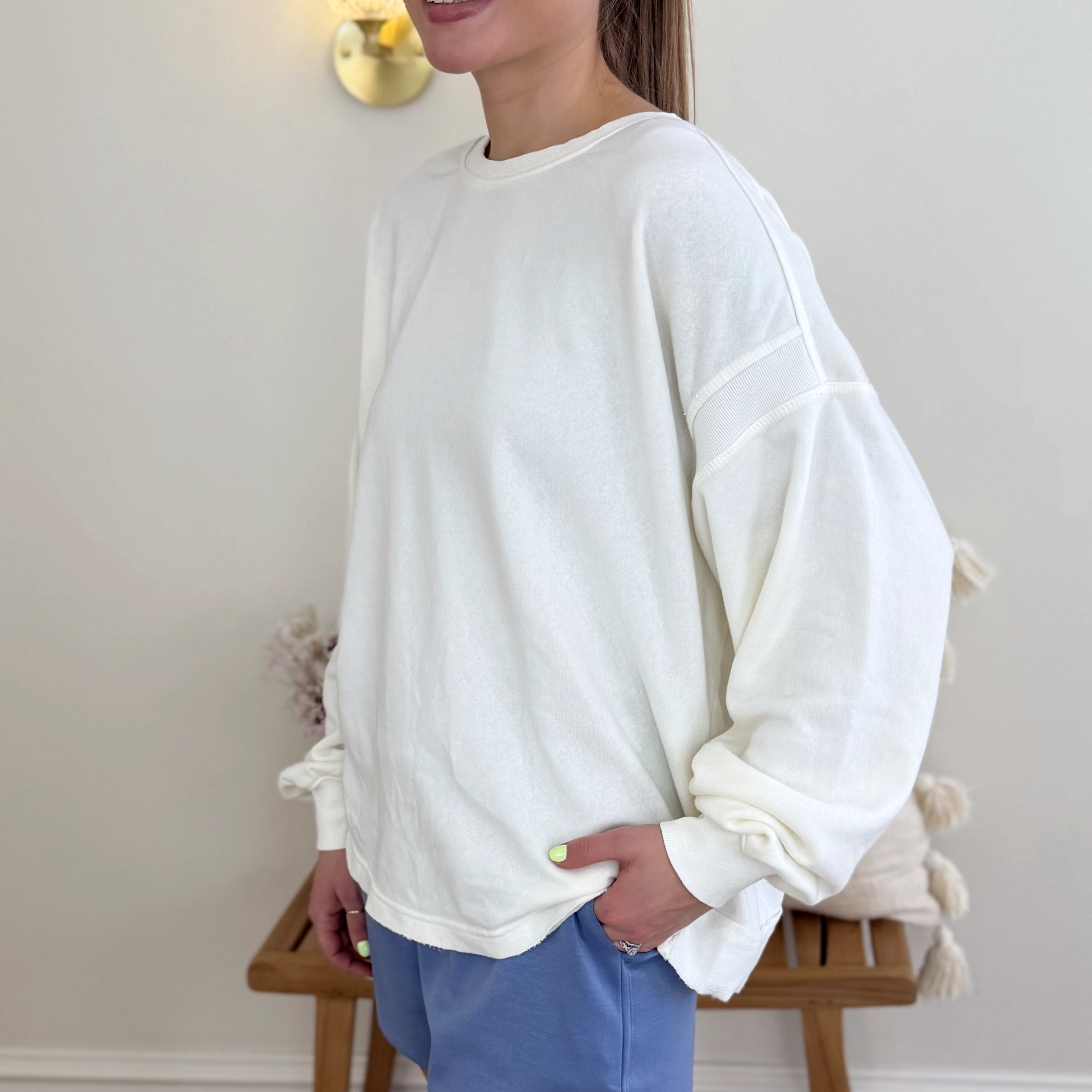 Cross Back Crew in Cream